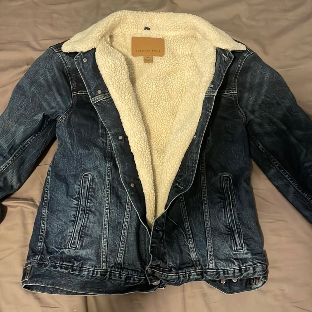 Authentic vintage American eagle Sherpa denim jacket